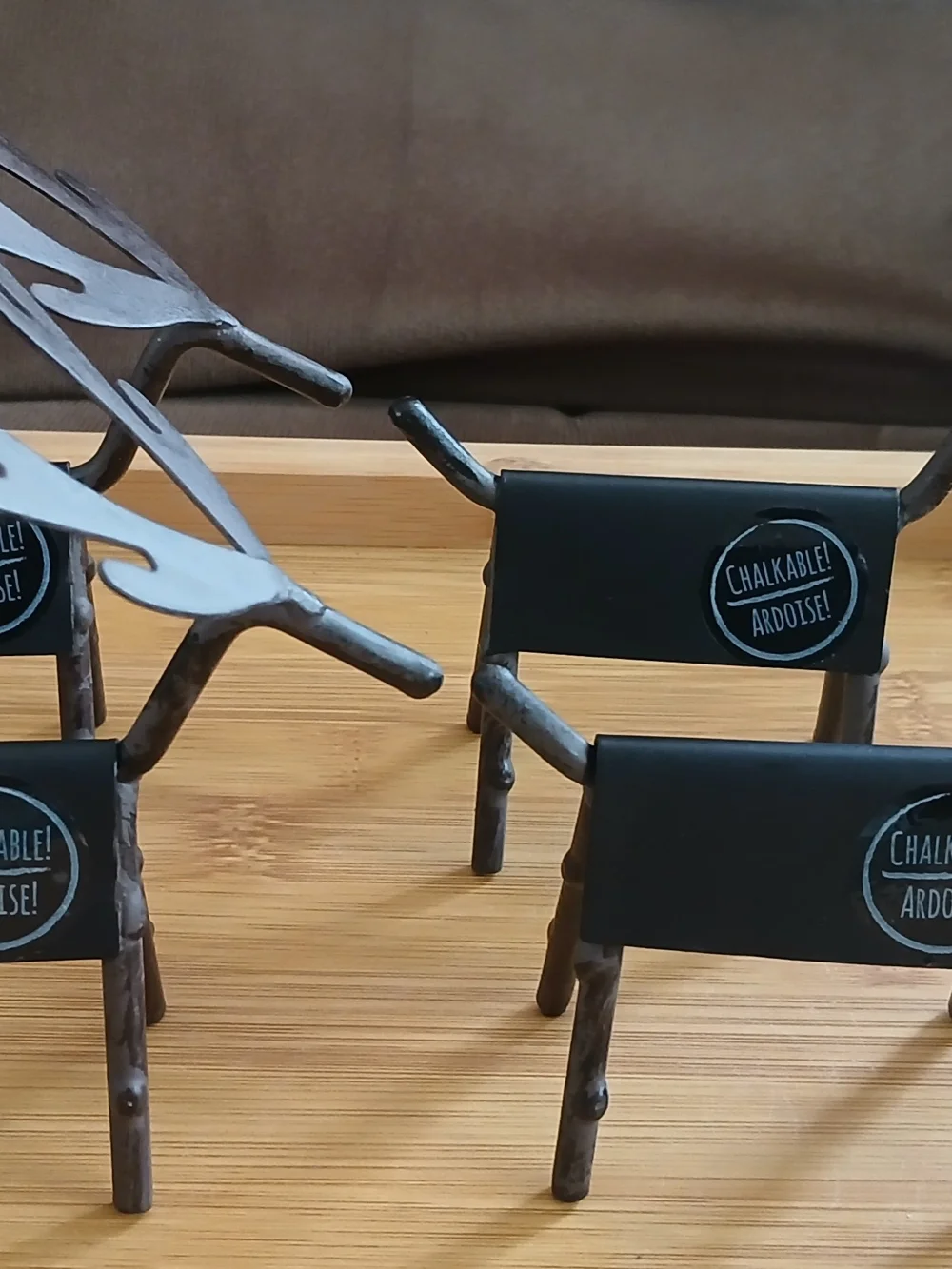Set of 4 Black Metal Chalkable Christmas Reindeer Place Card Holders